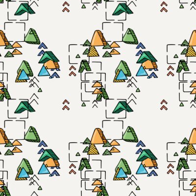 Papier peint à motif  Arbres dessinés triangulaires