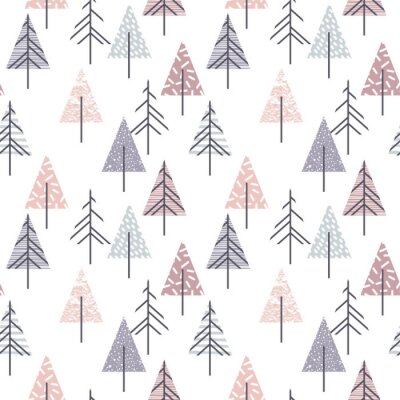 Papier peint à motif  Arbres géométriques aux couleurs pastel