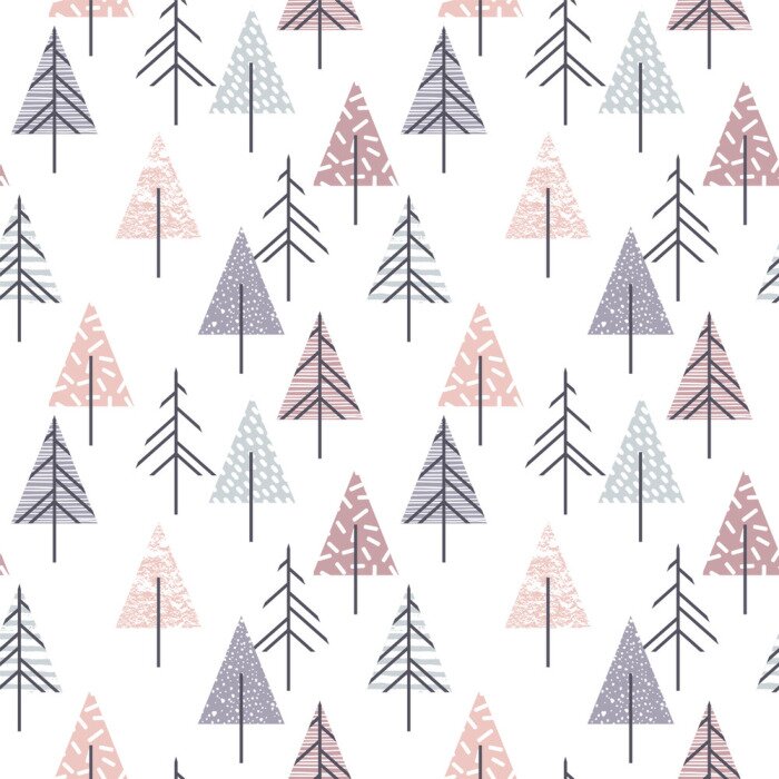 Papier peint à motif  Arbres géométriques aux couleurs pastel