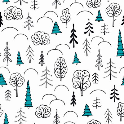 Papier peint à motif  Arbres minimalistes dans une forêt d'hiver