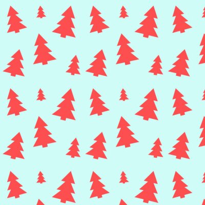 Papier peint à motif  Arbres rouges sur fond bleu