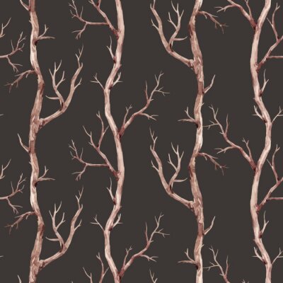 Papier peint à motif  Arbres sans feuilles la nuit