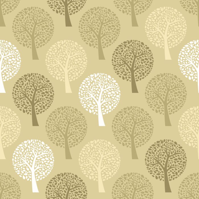 Papier peint à motif  Arbres sur fond beige