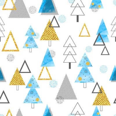 Papier peint à motif  Arbres triangulaires de différentes couleurs