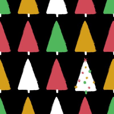 Papier peint à motif  Arbres triangulaires sur fond noir