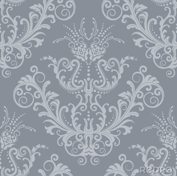 Papier peint à motif  Argent de luxe papier peint vintage floral