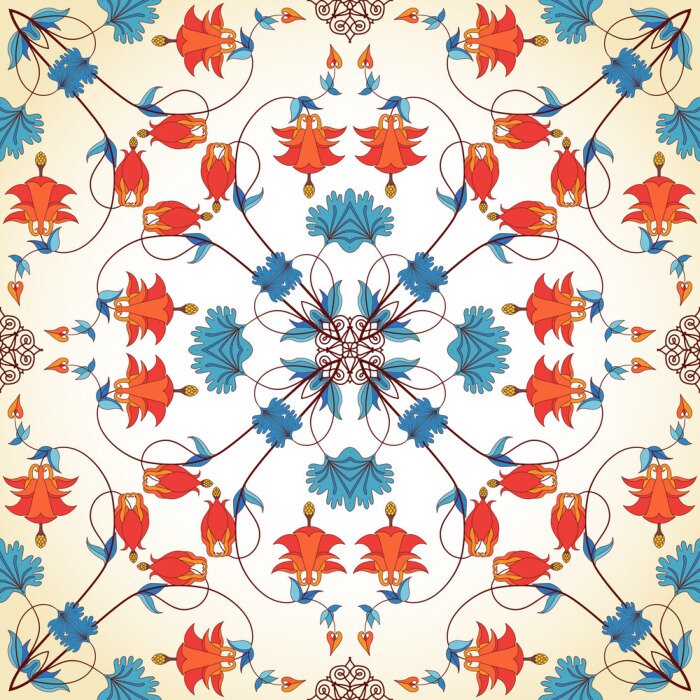 Papier peint à motif  Arrière-plan vectorielle continue. Aquilegia plantes contiennent des fleurs, des bourgeons et des feuilles.