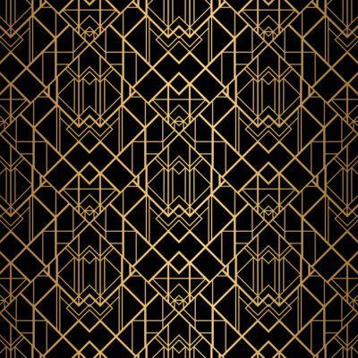 Papier peint à motif  Art Deco Pattern. Seamless black and gold background.