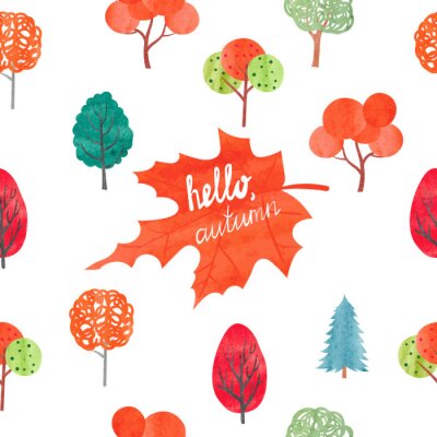 Papier peint à motif  Automne doré aquarelle