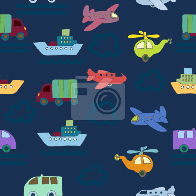 Papier peint à motif  Avions ET Voitures