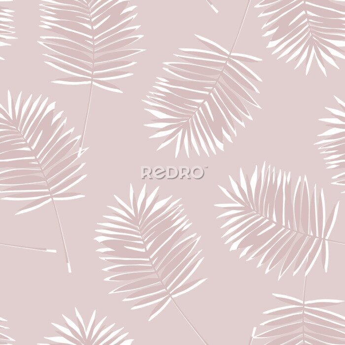 Papier peint à motif  Baby pink palmier
