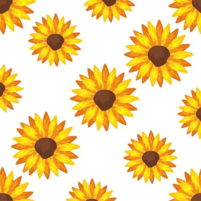 Papier peint à motif  background of sunflowers plants icons vector illustration design