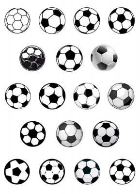 Balles ou ballons de football football en noir et blanc