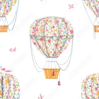 Papier peint à motif  Ballons à motif floral
