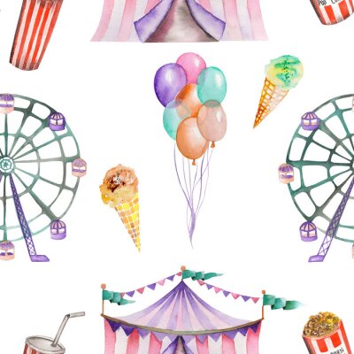 Papier peint à motif  Ballons, glaces et grandes roues