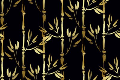 Papier peint à motif  Bambou brillant métallique