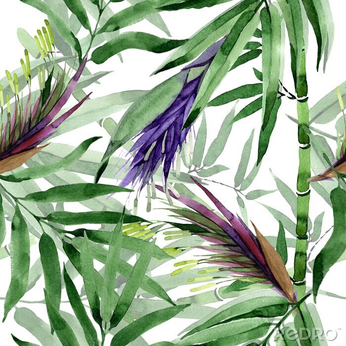 Papier peint à motif  Bambou en fleurs