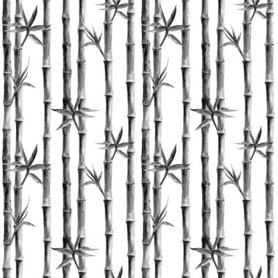 Papier peint à motif  Bambou noir et blanc