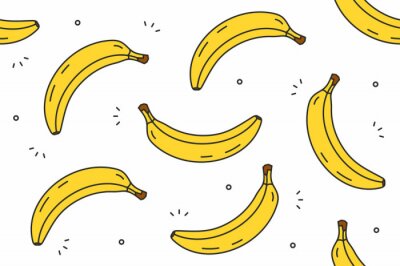 Papier peint à motif  Bananes de dessin animé sur fond blanc