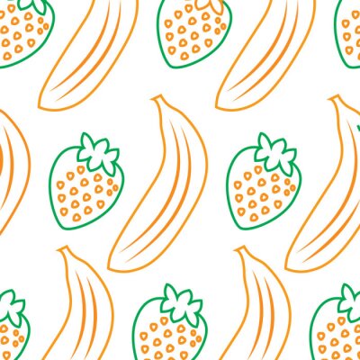 Papier peint à motif  Bananes et fraises graphiques