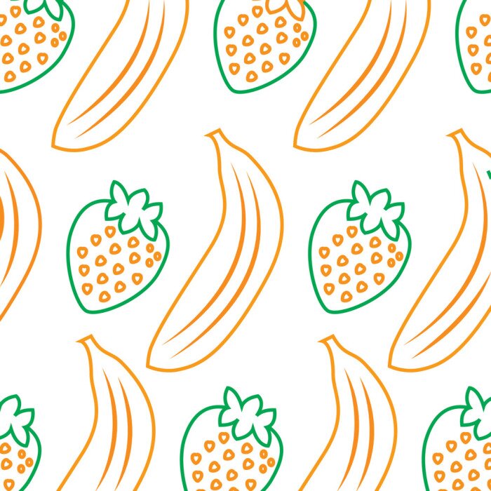 Papier peint à motif  Bananes et fraises graphiques