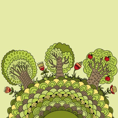 Sticker  Bannière, Arbres, fleurs, endroit, texte