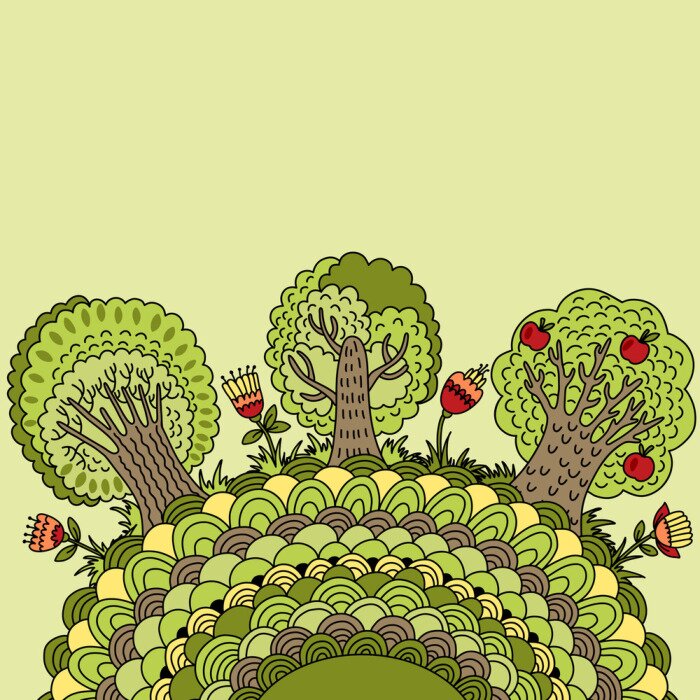 Papier peint à motif  Bannière, Arbres, fleurs, endroit, texte