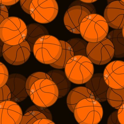 Papier peint à motif  Basket-ball, 3D, seamless, modèle. Accessoires de sport ornement. Baske