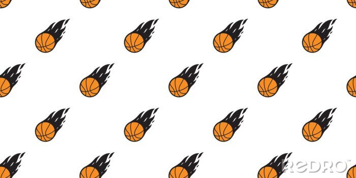 Papier peint à motif  basketball Seamless pattern vector fire sport tile background scarf isolated repeat wallpaper