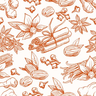 Papier peint à motif  Bâtons de vanille et de cannelle