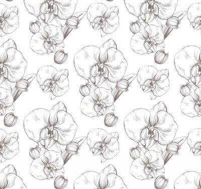 Papier peint à motif  Beau vecteur de fleurs d'orchidées