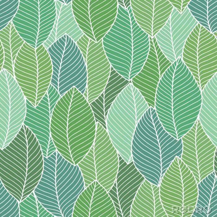 Papier peint à motif  Beautiful spring leaves seamless pattern
