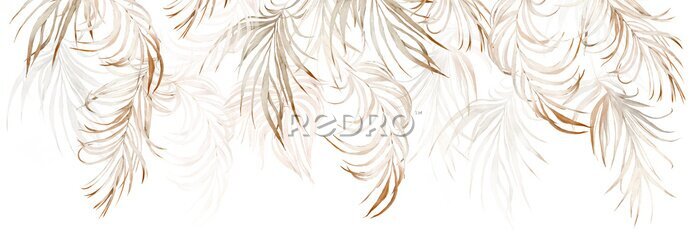 Papier peint à motif  Beige tropical