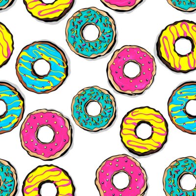 Papier peint à motif  Beignets colorés dans un style pop art