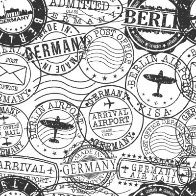 Papier peint à motif  Berlin Germany Stamps. City Stamp Vector Art. Postal Passport Travel. Design Set Pattern.