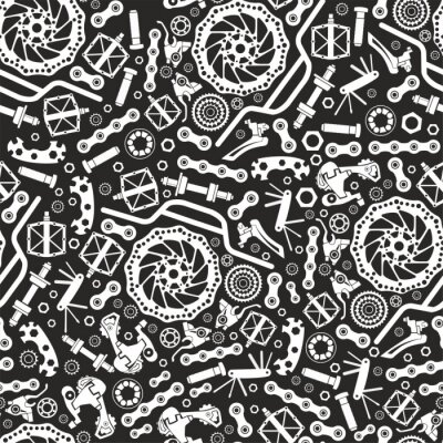 Papier peint à motif  Bicycles. Seamless pattern of bicycle parts. Isolated vector image.