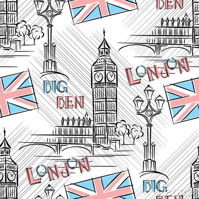 Papier peint à motif  Big Ben transparente