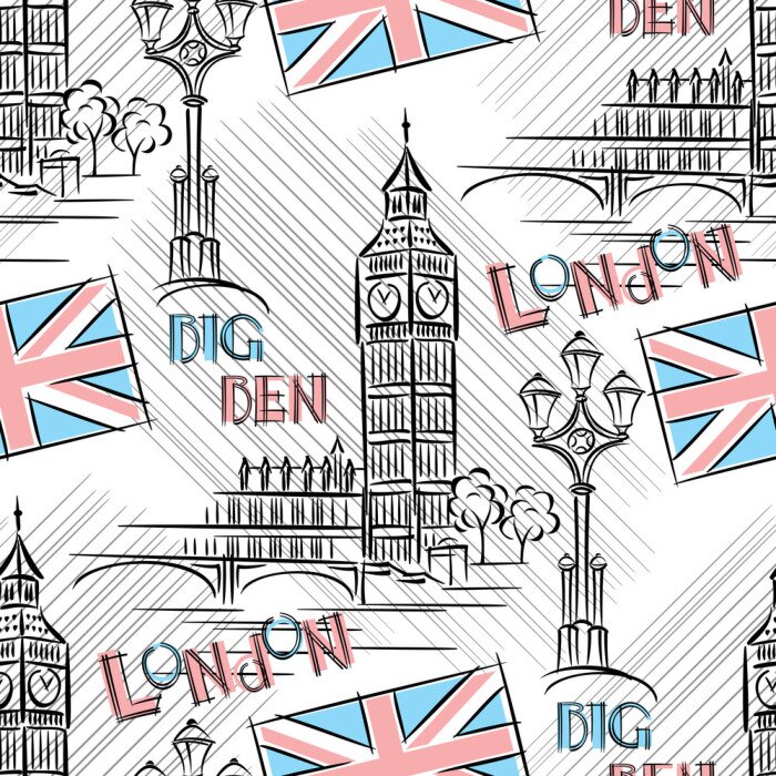 Papier peint à motif  Big Ben transparente