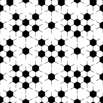 Papier peint à motif  Black and white hexagon soccer ball seamless pattern, vector