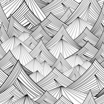 Papier peint à motif  black and white vector seamless pattern of mountain
