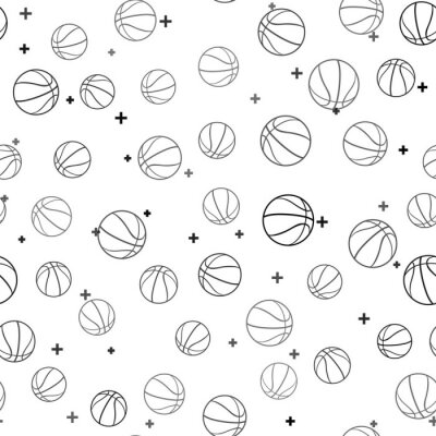 Papier peint à motif  Black Basketball ball icon isolated seamless pattern on white background. Sport symbol. Vector Illustration