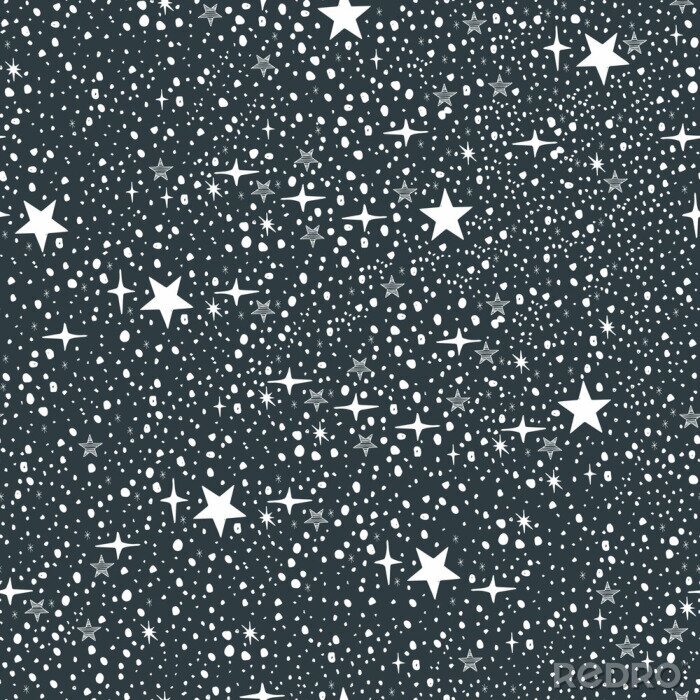Papier peint à motif  Blue night sky with infinity stars. Seamless pattern.