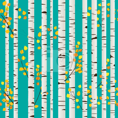 Papier peint à motif  Bosquet d'automne de bouleaux