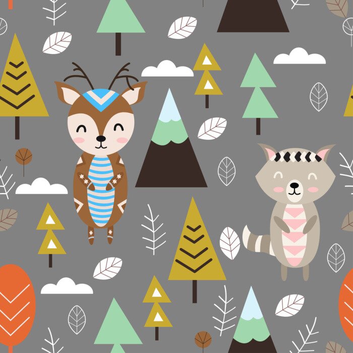 Papier peint à motif  Bosquet de conte de fées scandinave