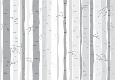 Papier peint à motif  Bouleaux monochromes