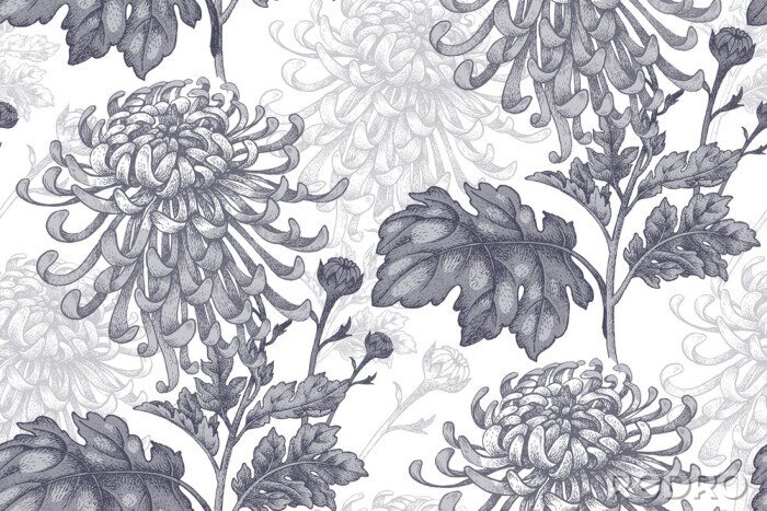 Papier peint à motif  Bouquet de chrysanthème