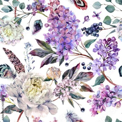 Papier peint à motif  Bouquets de fleurs et décorations bohèmes