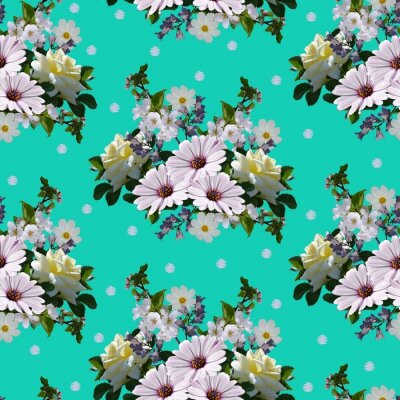 Papier peint à motif  Bouquets floraux