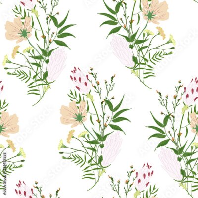 Papier peint à motif  Bouquets romantiques de fleurs sauvages