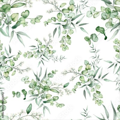 Papier peint à motif  Bouquets verts à l'eucalyptus